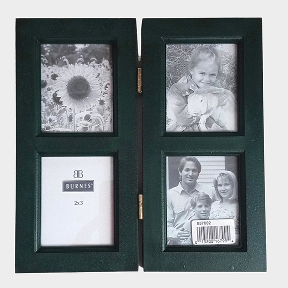 Vintage Burnes Dark Green Wooden Open Book Frame NWTs - Picture 2 of 9